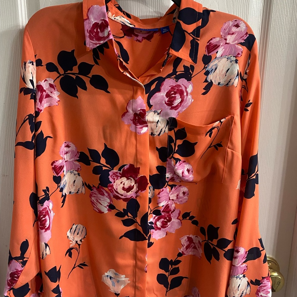Apt. 9 Orange Floral Women's Top - Picture 2 of 5